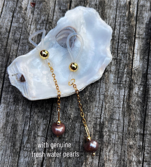 Real Purple Pearl Nipple Noose Dangle - Faux Nipple Piercing / Non Piercing Nipple Jewelry