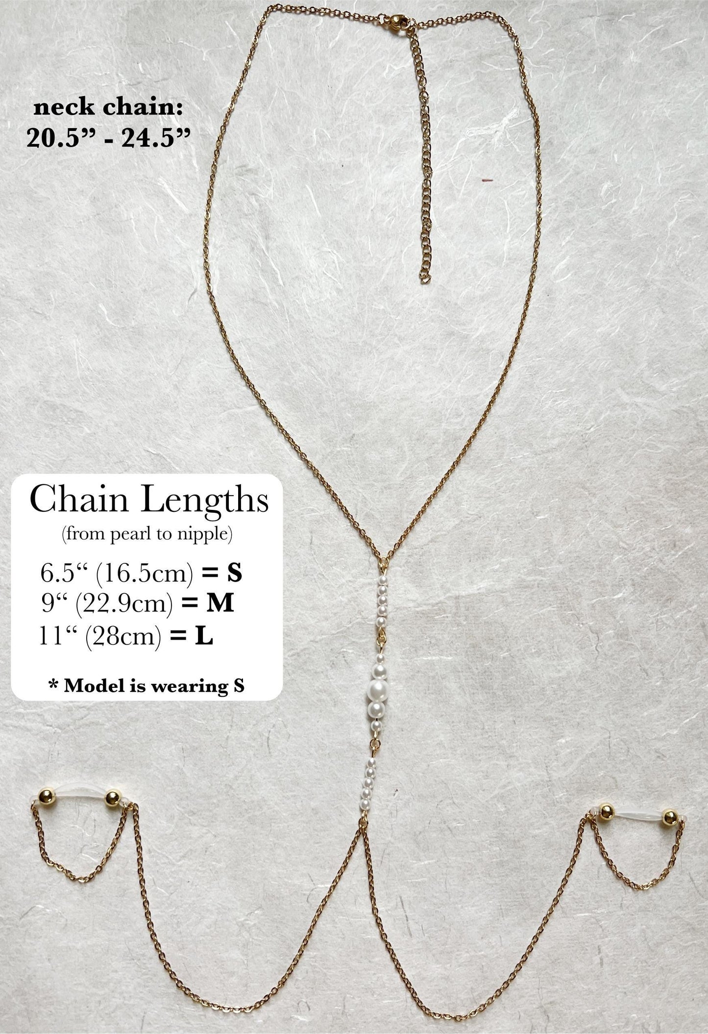 Pearl Nipple Chain to Faux Nipple Non Piercing / Body Chain Bra Jewelry