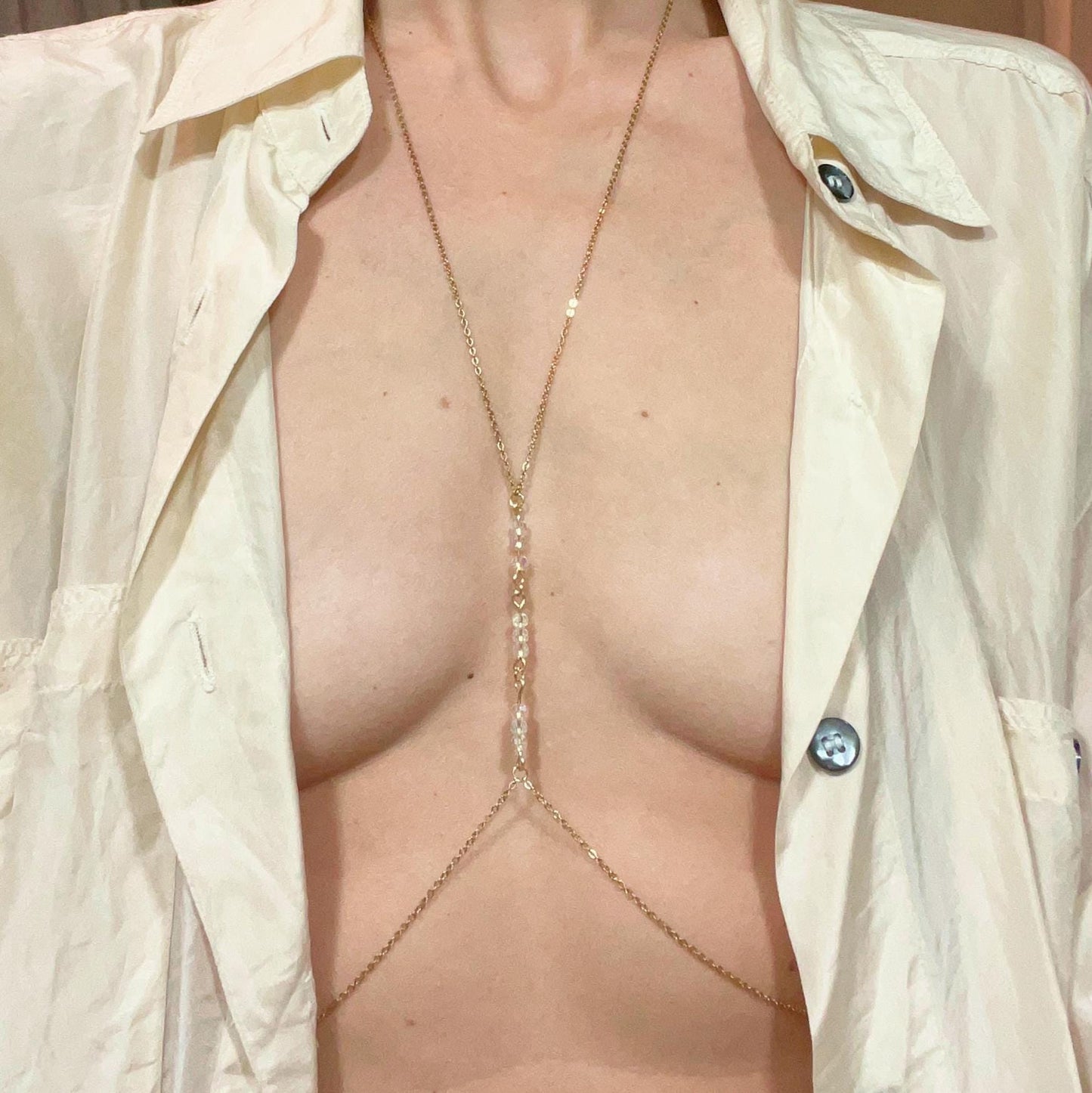 Sparkly Crystal Body Chain Jewelry - Waterproof Bra Chain / Breast Harness