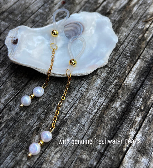 Real Pearl Nipple Noose Dangle - Faux Nipple Piercing / Non Piercing Nipple Jewelry
