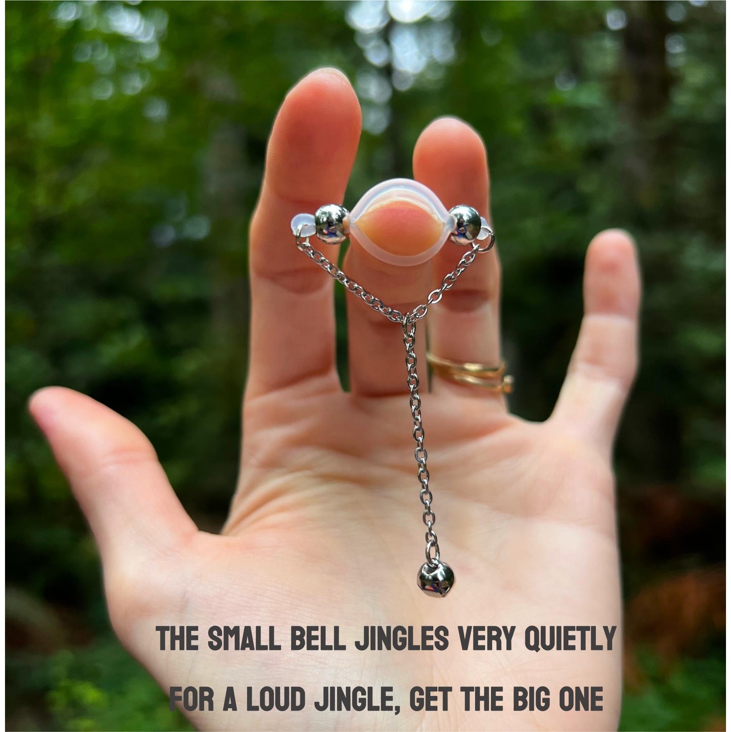 Silver Jingle Bell Non Piercing Nipple Jewelry - Barbell Nipple Rings / Faux Nipple Piercing