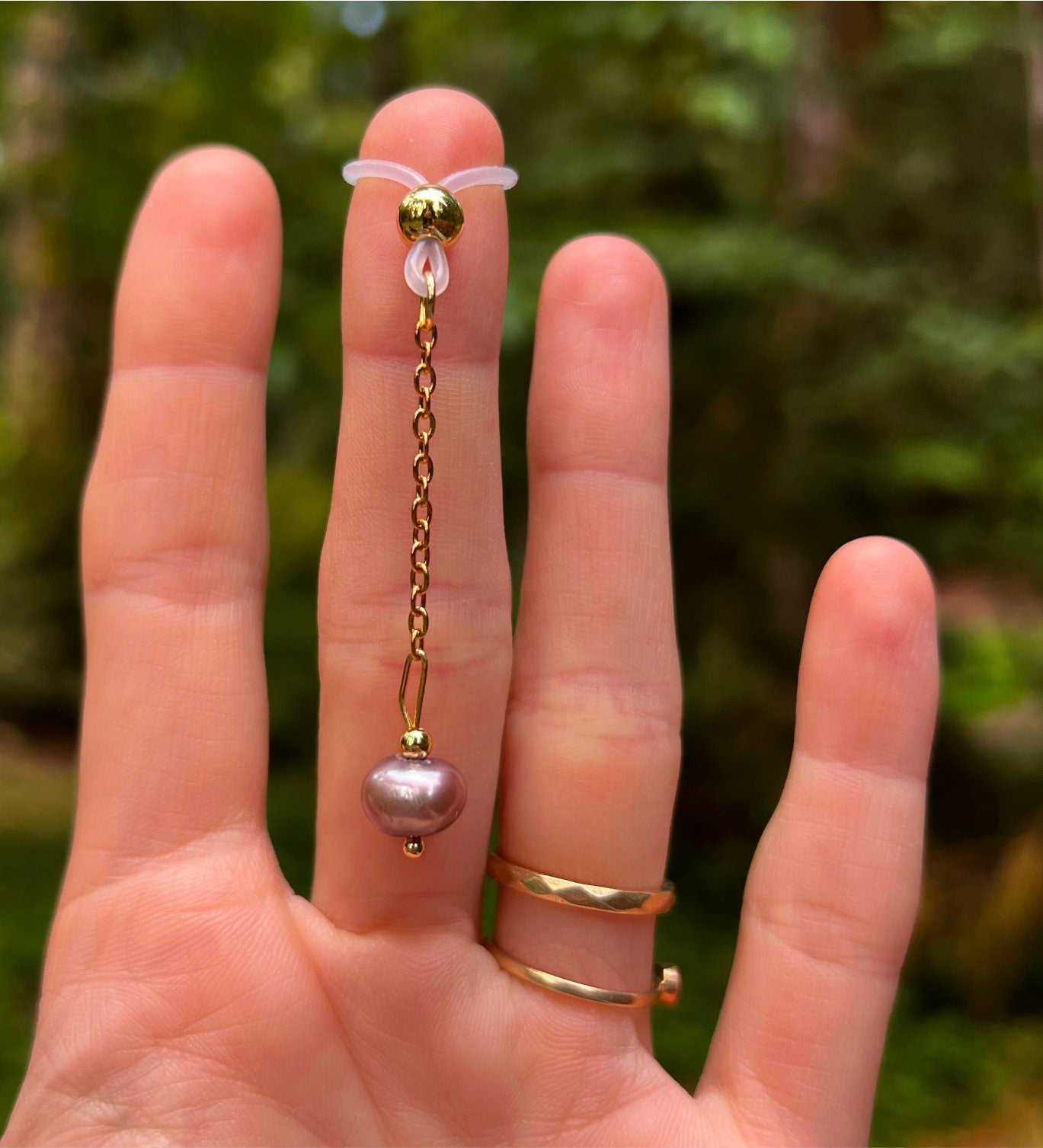 Real Purple Pearl Nipple Noose Dangle - Faux Nipple Piercing / Non Piercing Nipple Jewelry