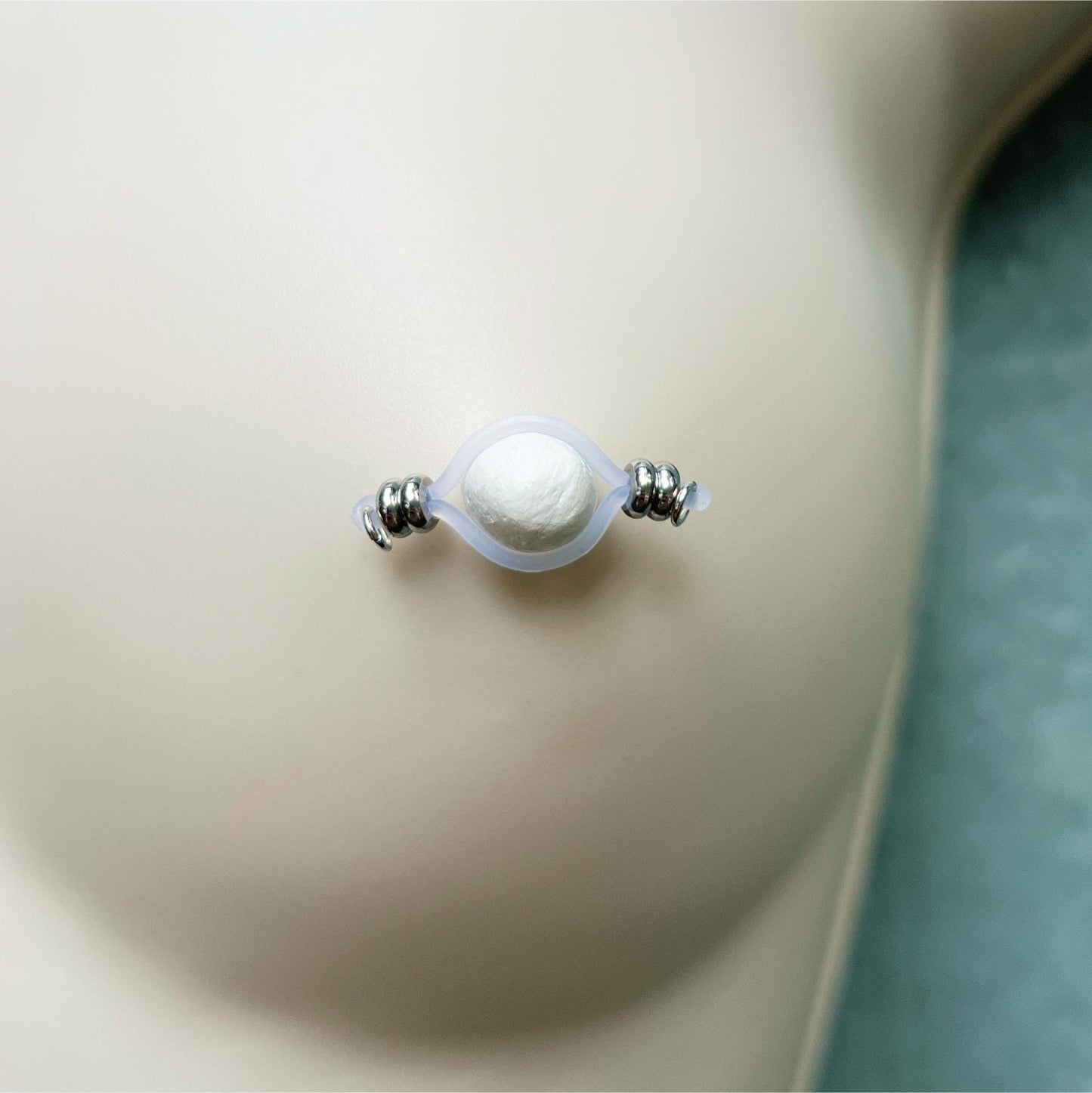 Dainty Flat Beads Fake Nipple Piercing - Barbell Nipple Rings / Nipple Jewelry Non Piercing