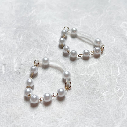 Pearl Barbell Nipple Chain Piercing - Faux Nipple Piercing / Non Piercing Nipple Jewelry with Pearls