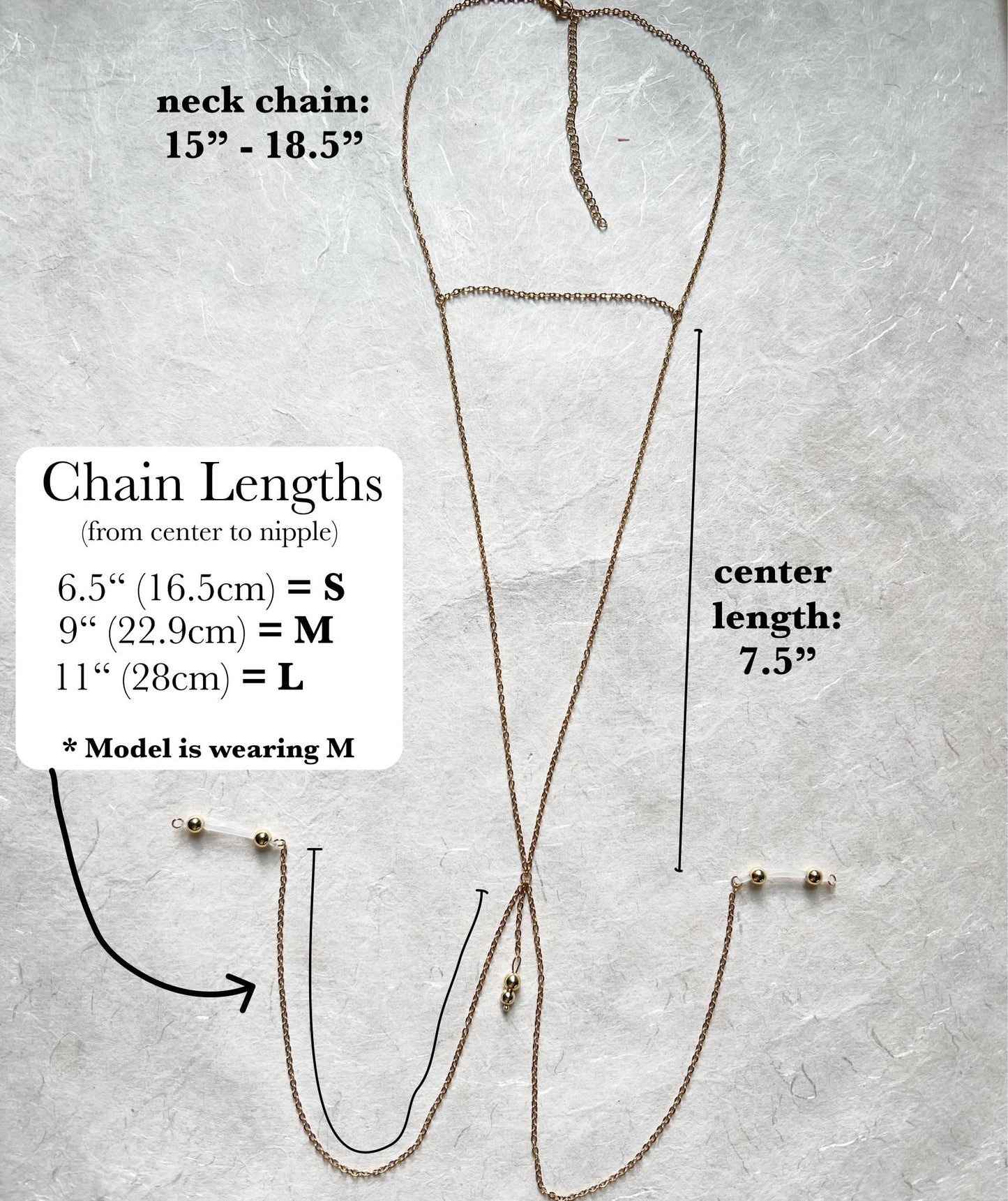Triangle Choker Necklace to Faux Nipple Piercing or Nipple Clamp - Body Chain Jewelry / Bra Chain