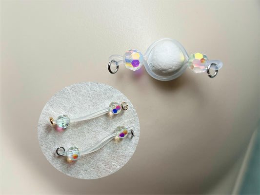 sparkly glass bead nipple jewelry, fake nipple piercing with faceted glass barbell, dainty nipple jewelry