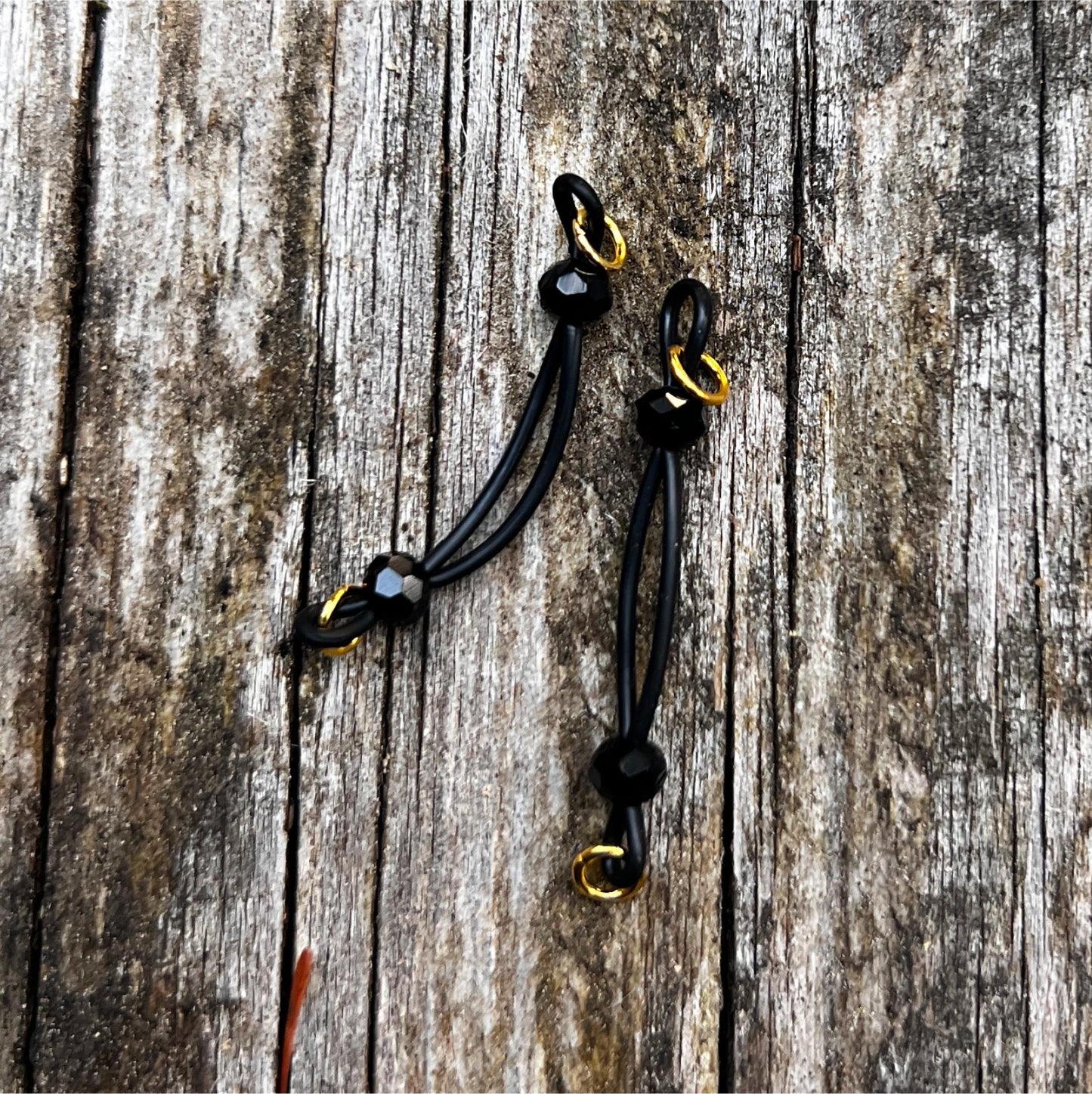 Dainty Sparkly Black - Barbell Nipple Rings / Faux Nipple Piercing