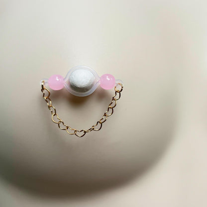 Heart Chain - Barbell Nipple Rings / Faux Nipple Piercing