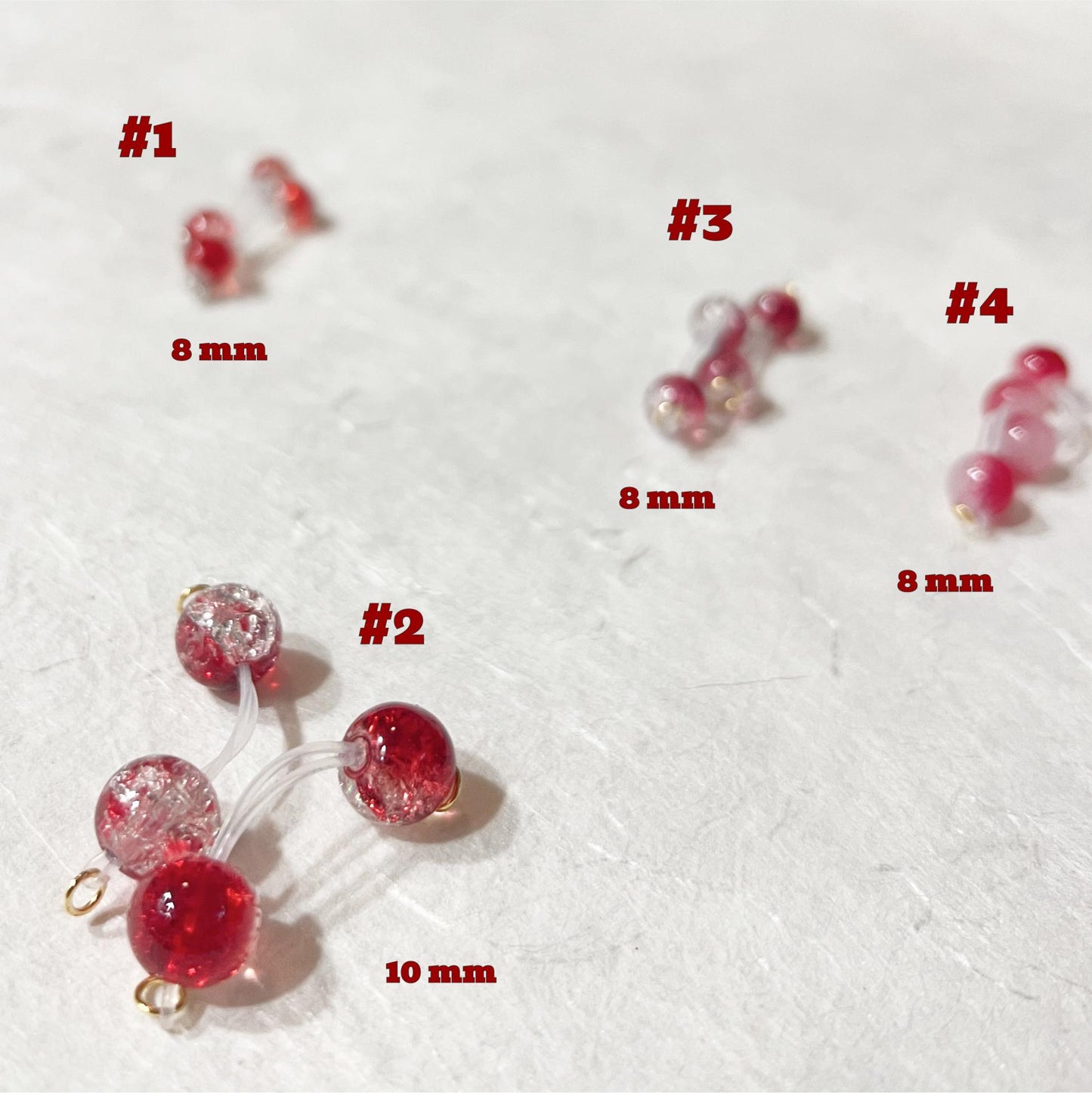 Frosted Red Beads - Barbell Nipple Rings / Faux Nipple Piercing