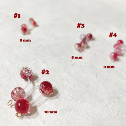 Frosted Red Beads - Barbell Nipple Rings / Faux Nipple Piercing