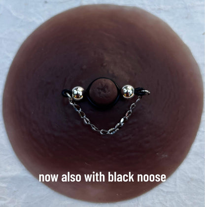 Silver Barbell Nipple Chain Piercing - Fake Nipple Piercing / Clip On Nipple Rings