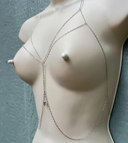 Dainty Layered Chain Bra - Body Chain Jewelry / Waterproof Bra Chain / Breast Harness
