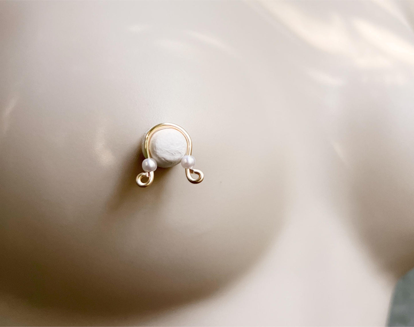 Nipple Rings with Pearls - Non Piercing Nipple Jewelry / Faux Nipple Piercing