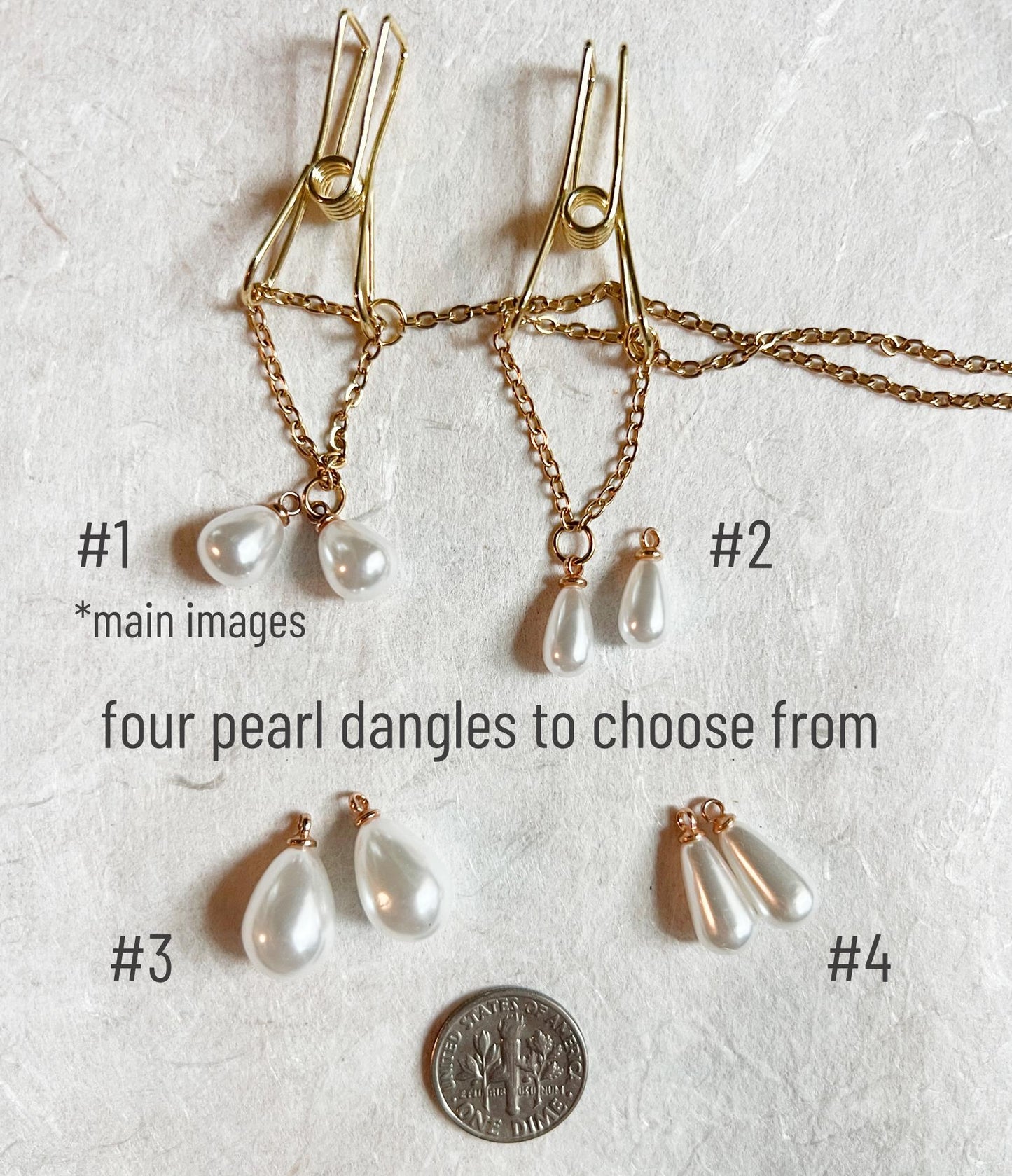 Dainty Nipple Clamps with Chain & Pearls - Body Chain Jewelry / Bra Chain / Breast Harness