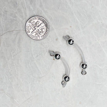 Classic Silver Barbell Fake Nipple Piercing - Barbell Nipple Rings / Nipple Jewelry Non Piercing