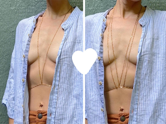 Bikini Chain Bra, Gold Body Chain adjustable, Boho Breast Chain, Bikini Body Chain