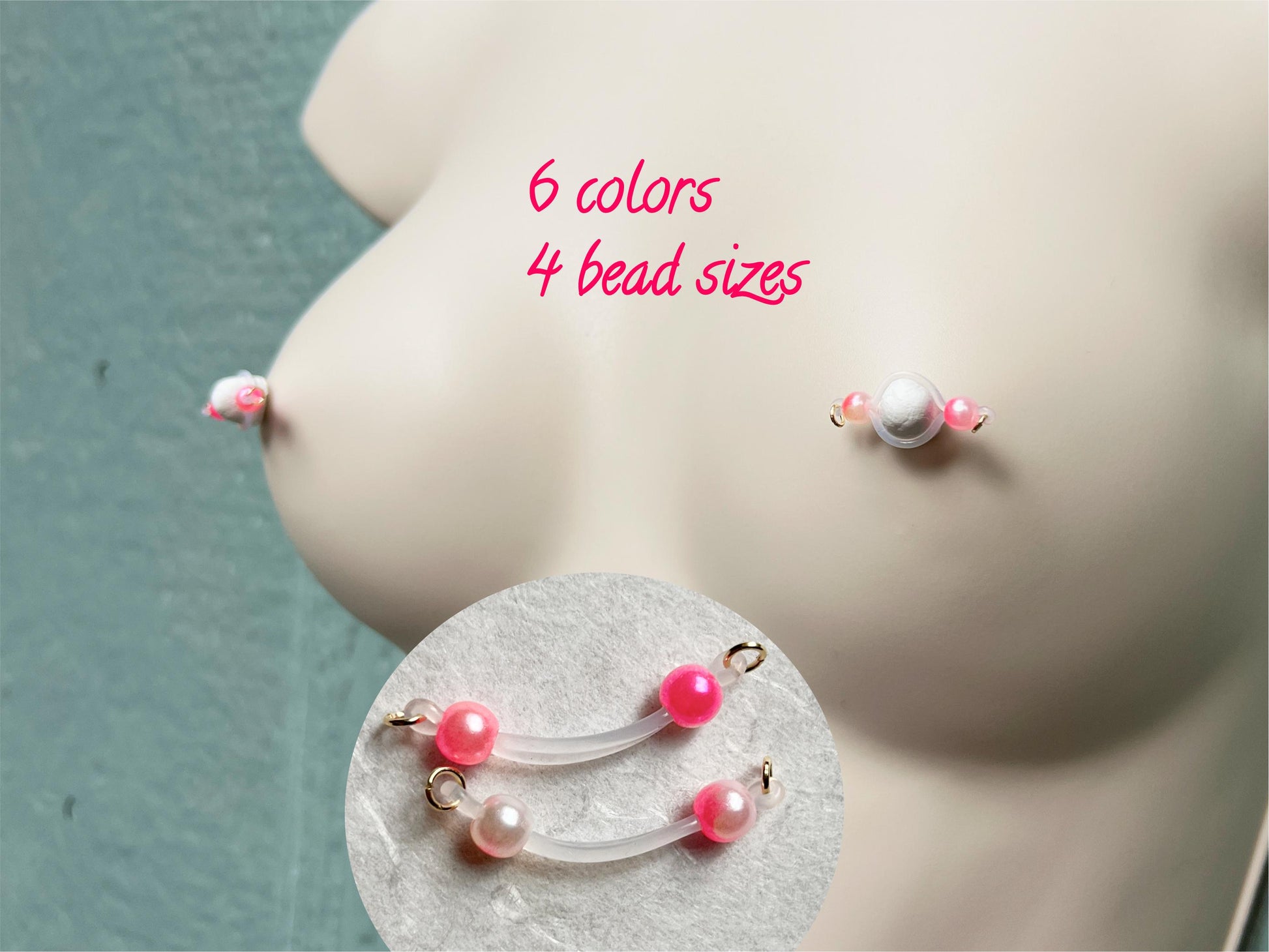Barbell Nipple Non Piercing, pink pearl nipple jewelry