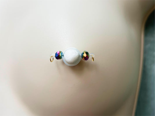 sparkly faceted barbell nipple jewelry, fake nipple piercing with colorful glass barbells