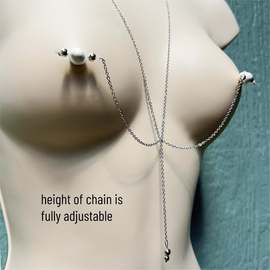 Classic Faux Nipple Piercing with Nipple Chain - Body Chain Jewelry / Bra Chain