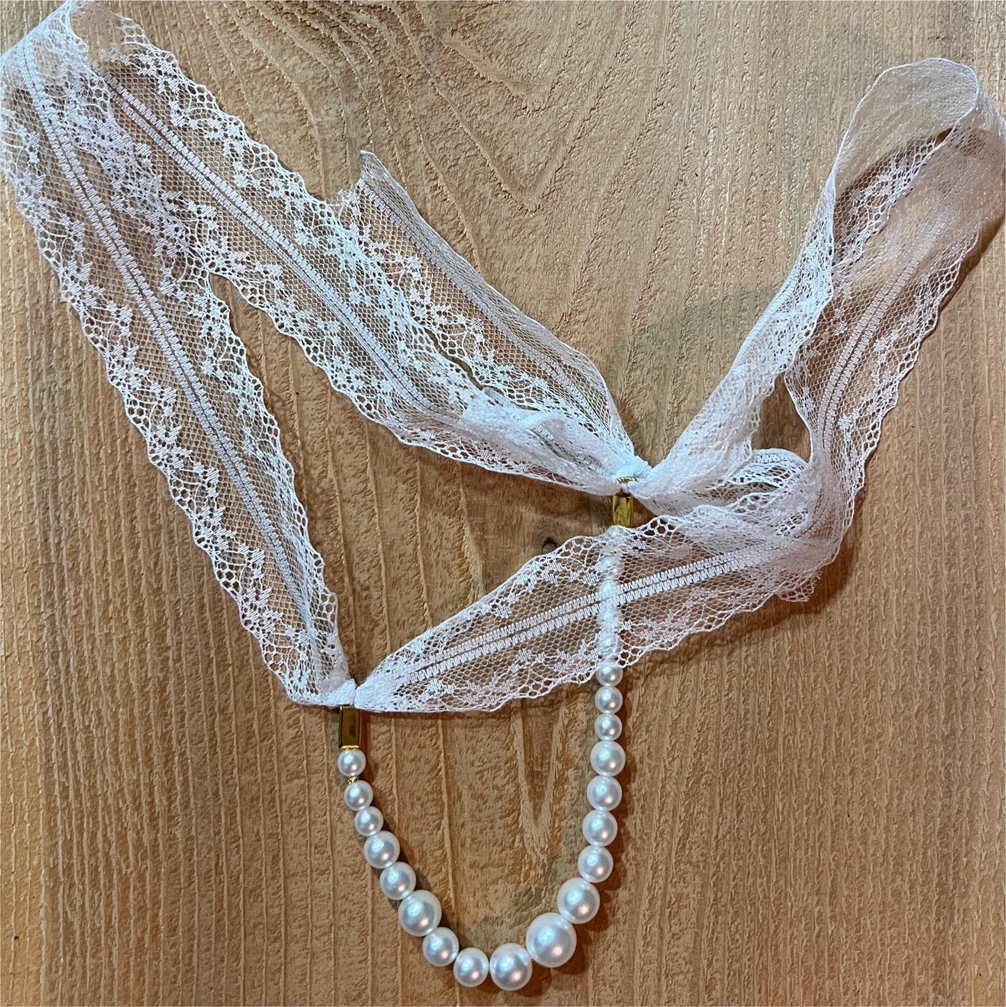 White Pearl Panties with Bow - Crotchless Panties / Pearl Thong White Wedding Lingerie
