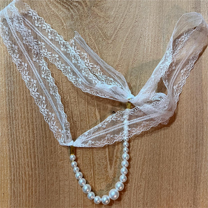 White Pearl Panties with Bow - Crotchless Panties / Pearl Thong White Wedding Lingerie