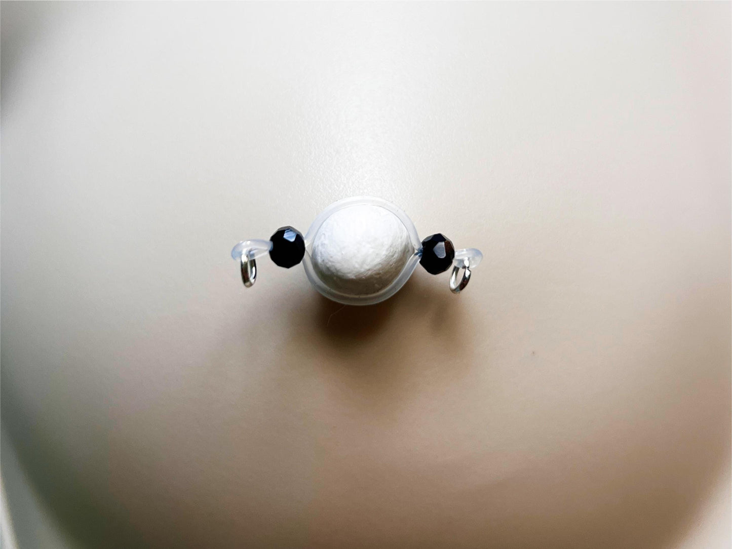 nipple non piercing with faceted black barbells, dainty fake nipple piercing