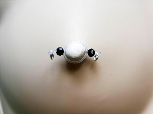 nipple non piercing with faceted black barbells, dainty fake nipple piercing