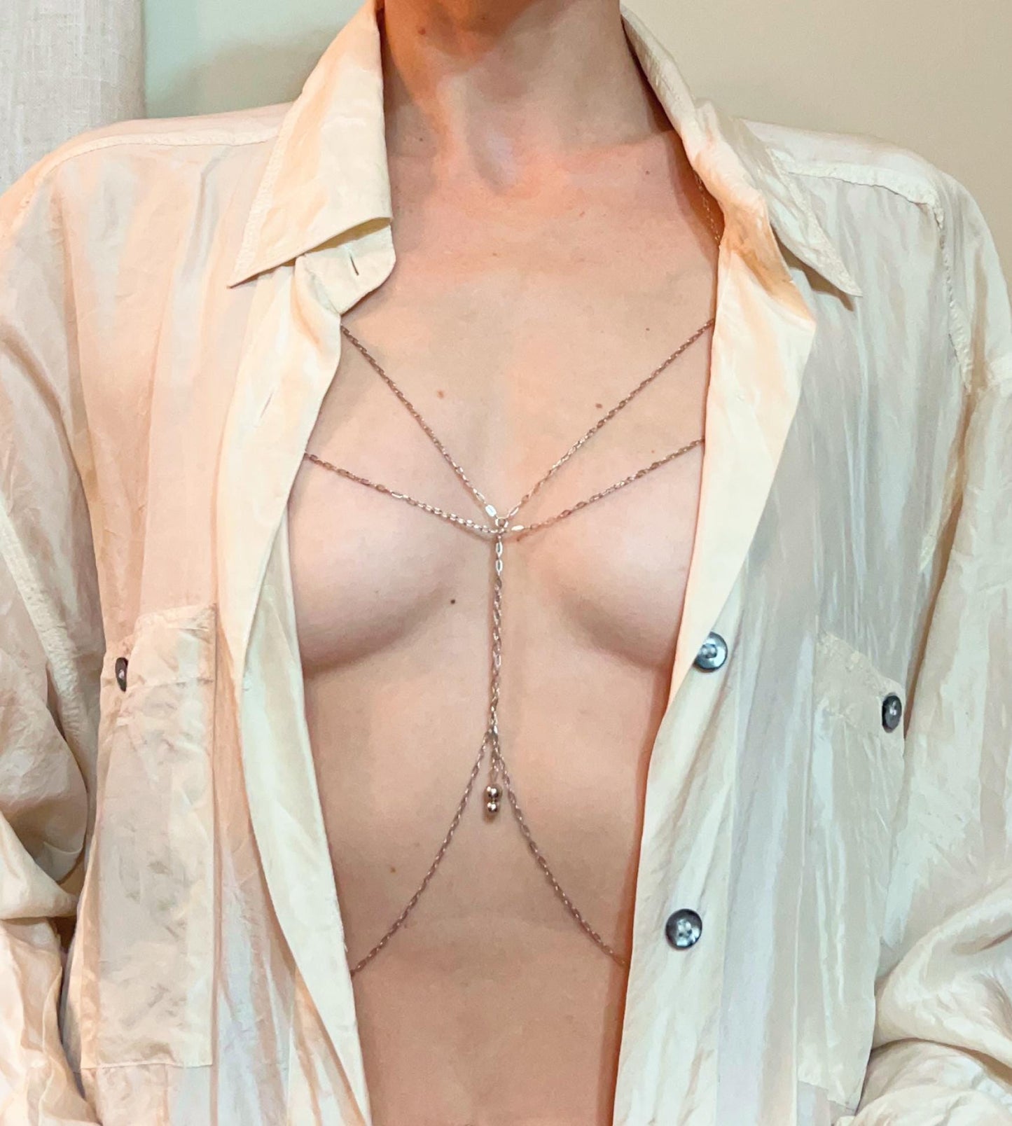 Dainty Layered Chain Bra - Body Chain Jewelry / Waterproof Bra Chain / Breast Harness