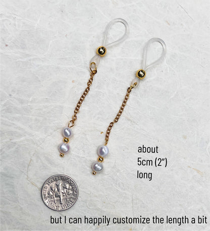 Real Pearl Nipple Noose Dangle - Faux Nipple Piercing / Non Piercing Nipple Jewelry