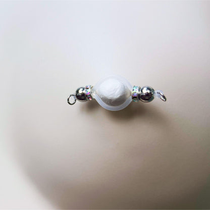 Silver Barbell with Rhinestone Roundel - Barbell Nipple Rings / Faux Nipple Piercing Body Jewelry