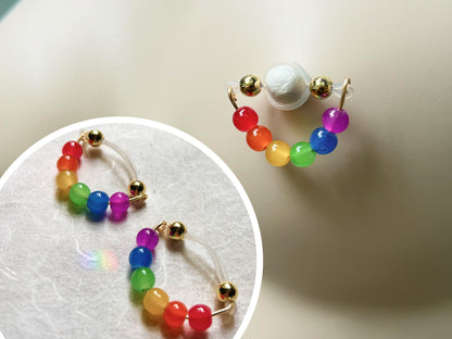 Customizable Pride Rainbow Beads Nipple Shield - Faux Nipple Piercing - Secretly Mine
