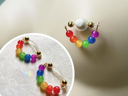 Customizable Pride Rainbow Beads Nipple Shield - Faux Nipple Piercing - Secretly Mine