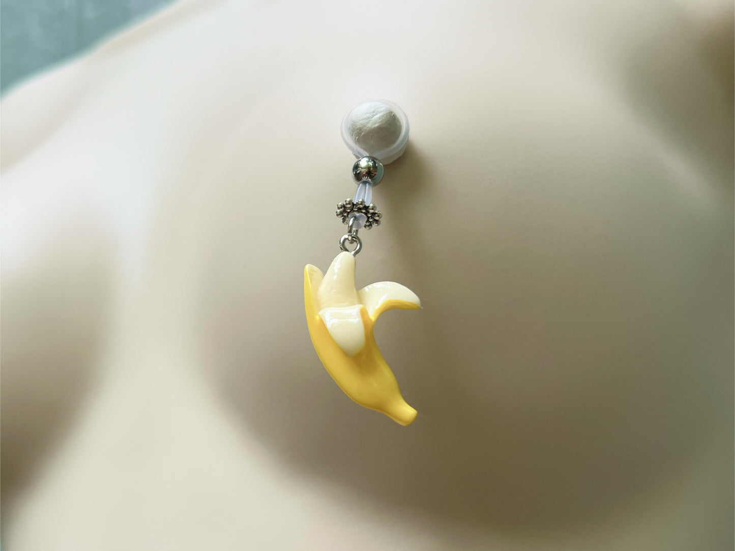 Nipple Noose Dangle with steel beads and rondelle and plastic banana charm - Secretly Mine