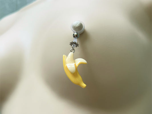 Nipple Noose Dangle with steel beads and rondelle and plastic banana charm - Secretly Mine
