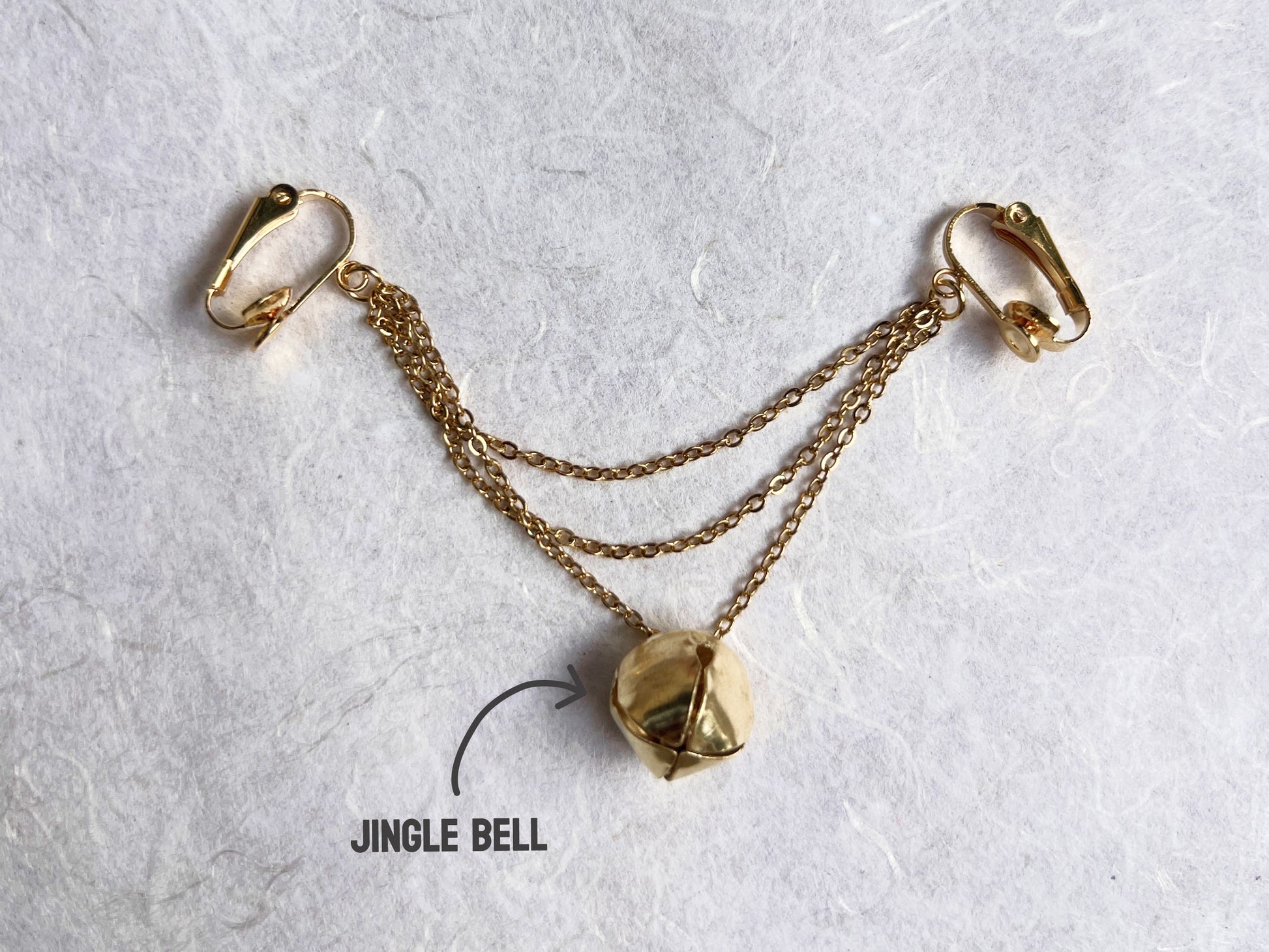 Golden Labia Jewelry with three chains and big jingle bell - Secretly Mine