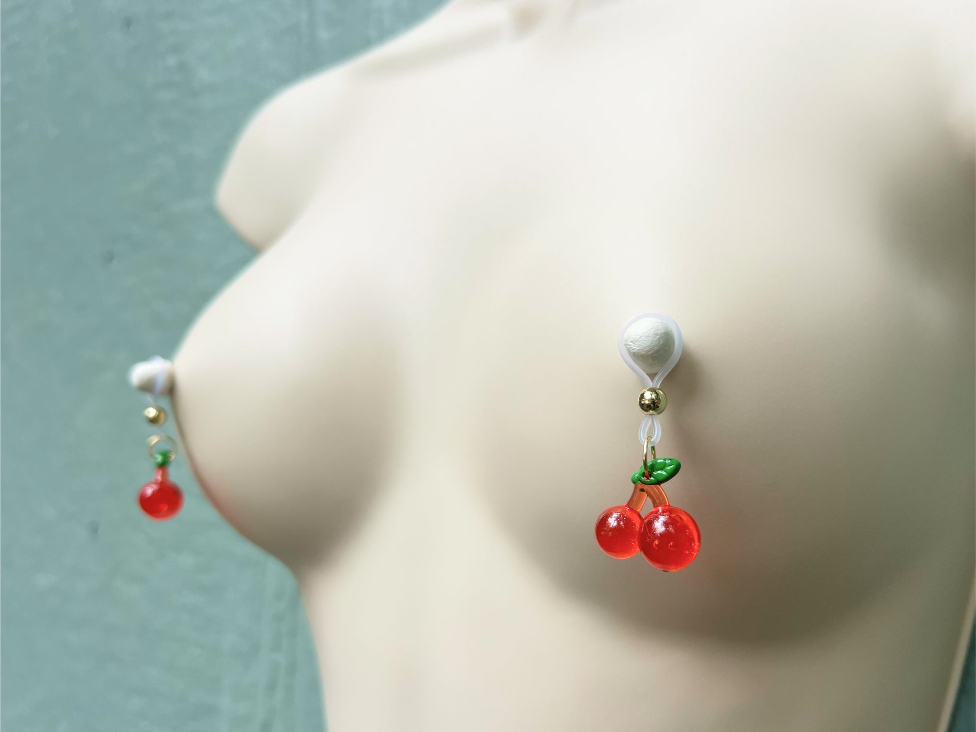 Nipple Noose Faux Nipple Ring with glossy cherry charm - Secretly Mine