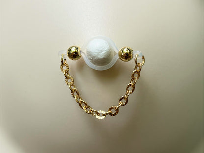 Gold Barbell Faux Nipple Piercing with chunky gold chain - Secretly Mine