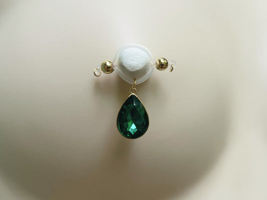 Rhinestone Charm Fake Nipple Piercing - Barbell Fake Nipple Rings / Non Piercing Nipple Jewelry