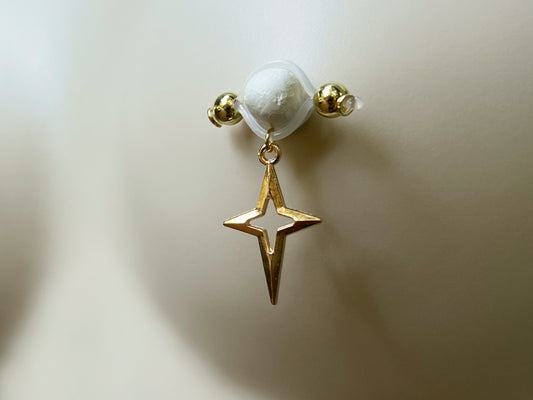Gold Star Fake Nipple Rings - Barbell Fake Nipple Piercings / Non Piercing Nipple Jewelry