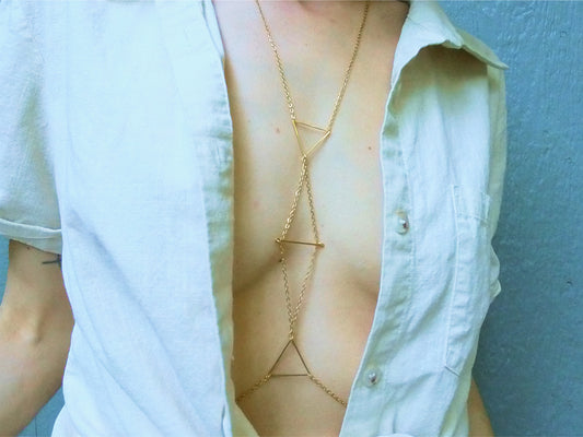 Triangle Chain Bra / Boho Body Chain Jewelry - Waterproof Bra Chain