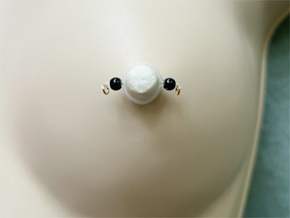 Black Minimalist Non Piercing - Barbell Nipple Rings / Faux Nipple Piercing