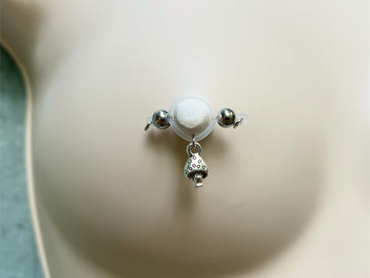 Silver Mushroom Nipple Jewelry - Fake Nipple Piercing / Nipple Jewelry Non Piercing