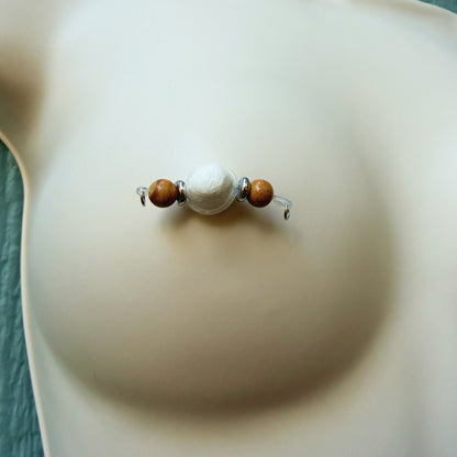 Real Gemstone Faux Nipple Piercings - Barbell Fake Nipple Rings / Non Piercing Nipple Jewelry