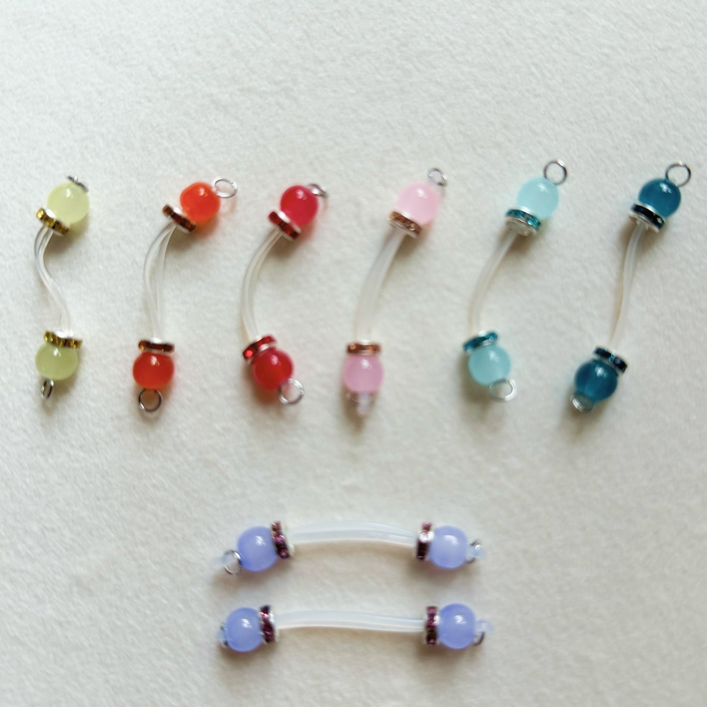 Fake Nipple Rings in 7 Colors with Rondelles - Barbell Faux Nipple Piercing / Non Piercing Nipple Jewelry