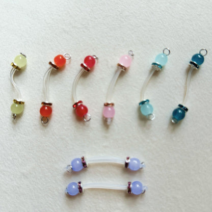 Fake Nipple Rings in 7 Colors with Rondelles - Barbell Faux Nipple Piercing / Non Piercing Nipple Jewelry