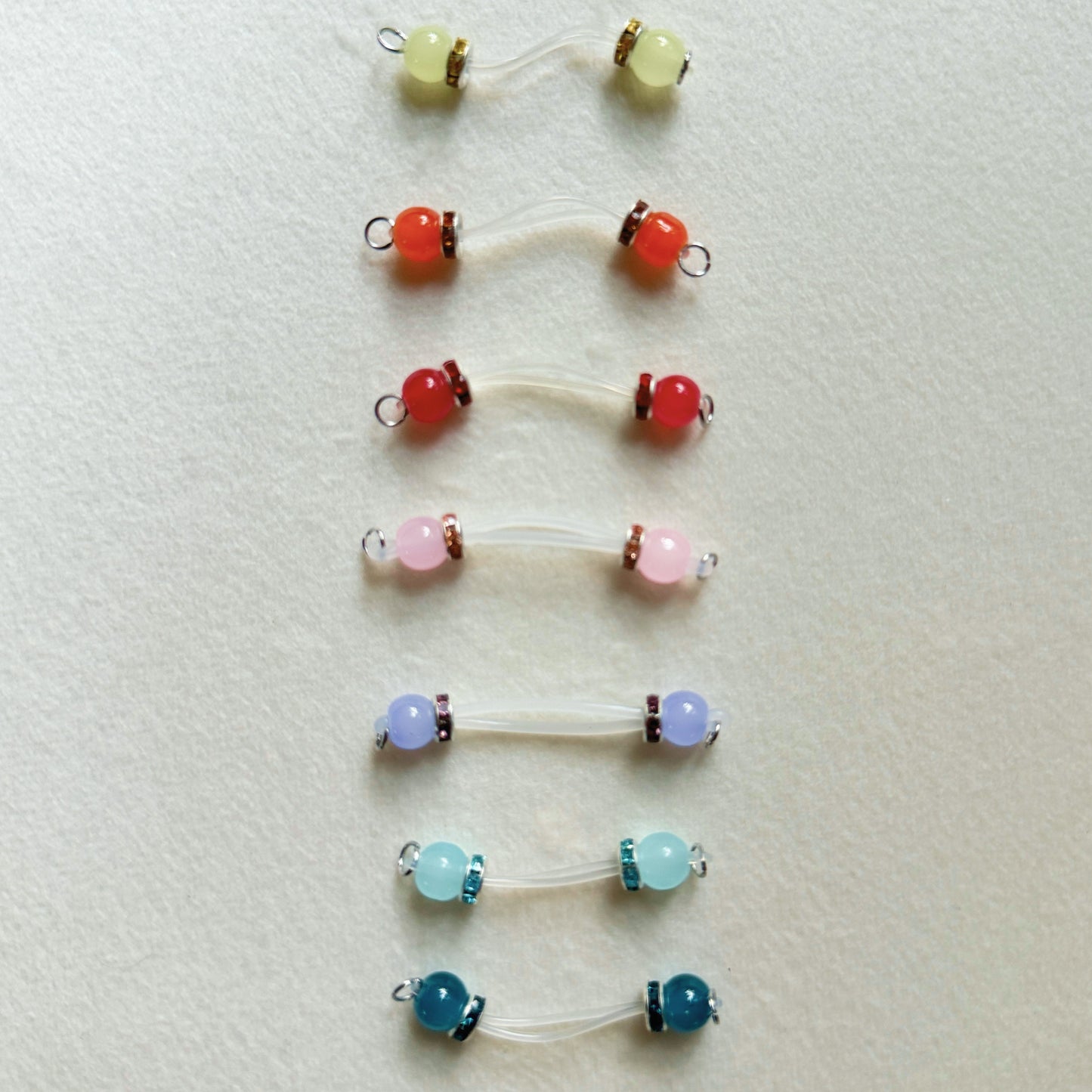 Fake Nipple Rings in 7 Colors with Rondelles - Barbell Faux Nipple Piercing / Non Piercing Nipple Jewelry