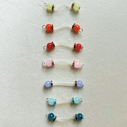 Fake Nipple Rings in 7 Colors with Rondelles - Barbell Faux Nipple Piercing / Non Piercing Nipple Jewelry