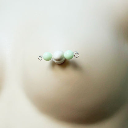 Glow in the Dark Fake Nipple Rings - Barbell Faux Nipple Piercing / Non Piercing Nipple Jewelry