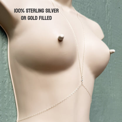 Sterling Silver or Gold Filled Body Chain with Blue Spinel / Bikini Chain