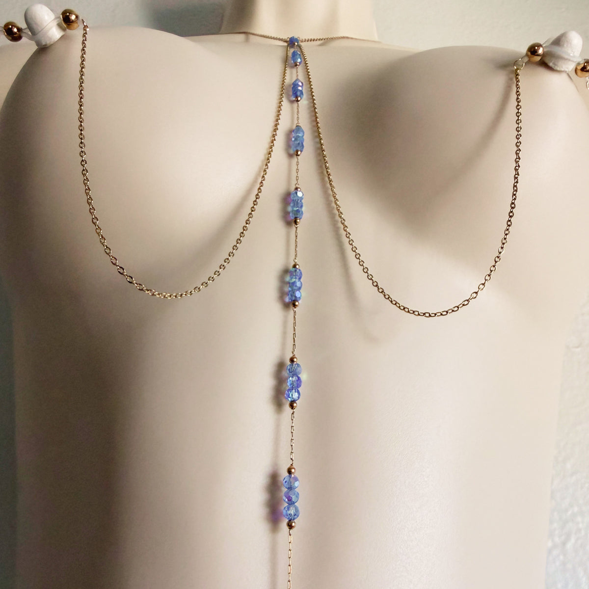 Sparkly Choker Breast Harness - Faux Nipple Piercing to Body Chain Jewelry